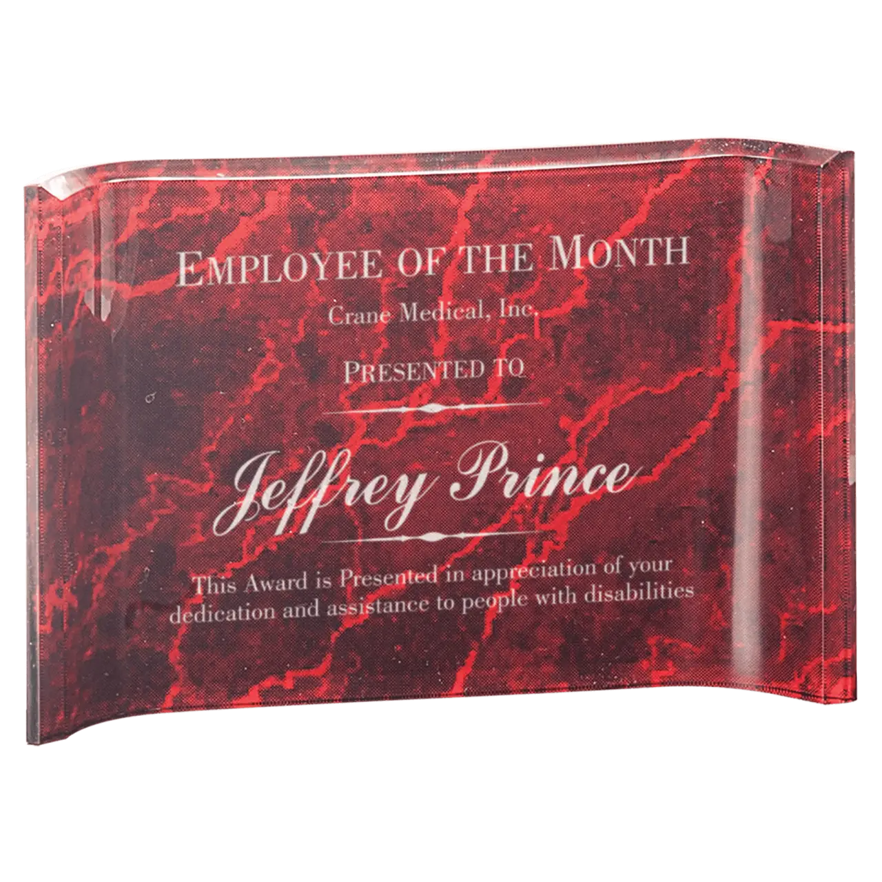 Red Marble Acrylic Crescent