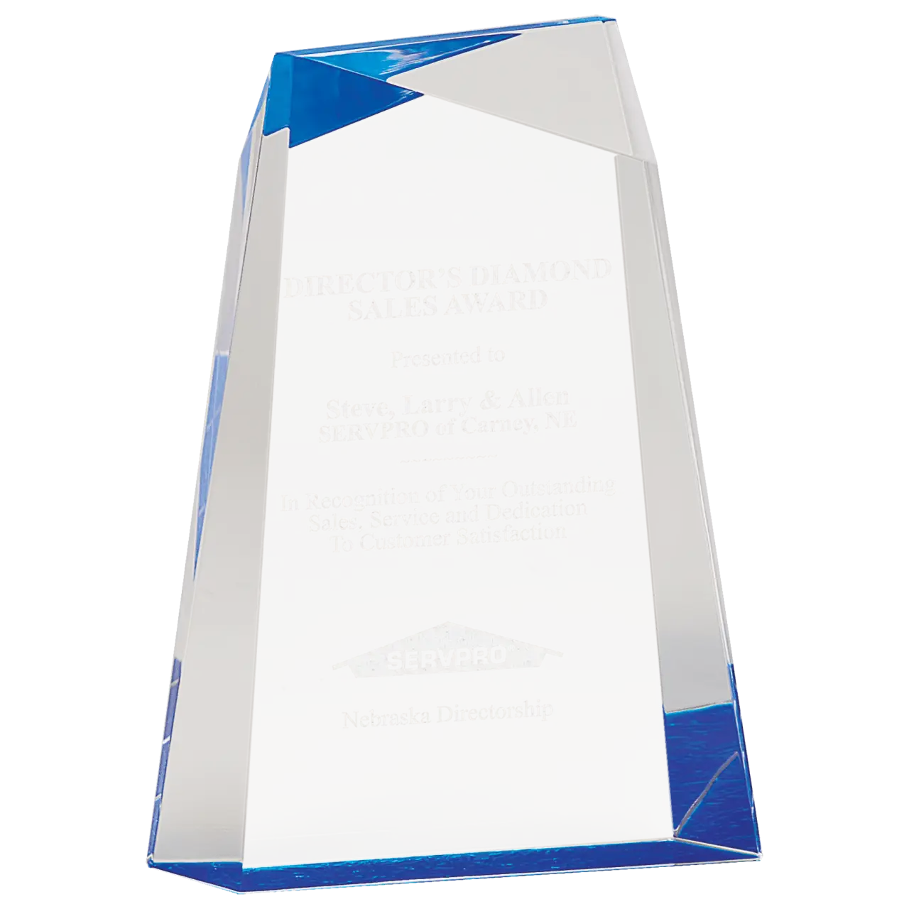 Blue Acrylic Facet Wedge