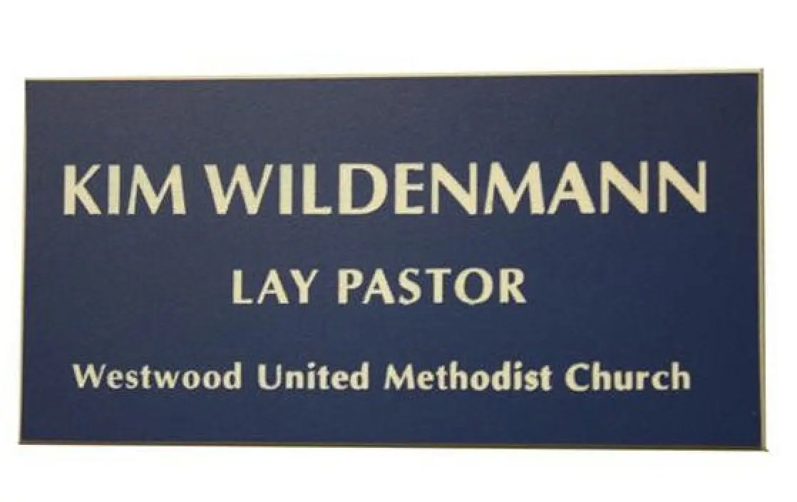 Name Tags Blue on White With Square Corners