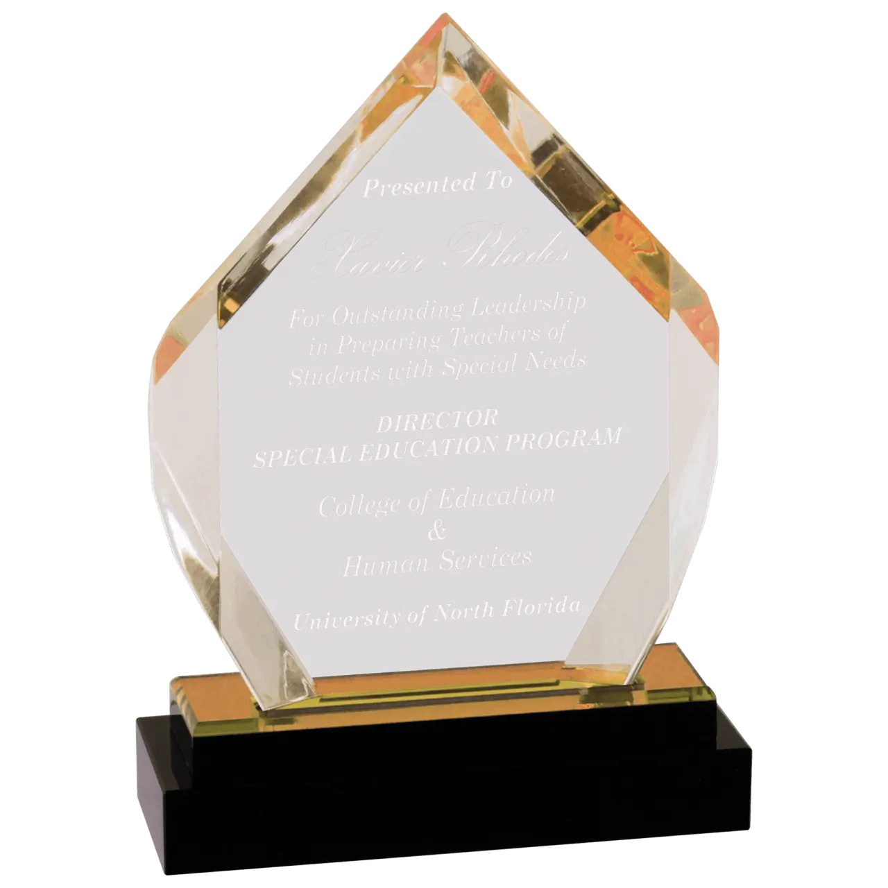 Gold Acrylic Marquis Award