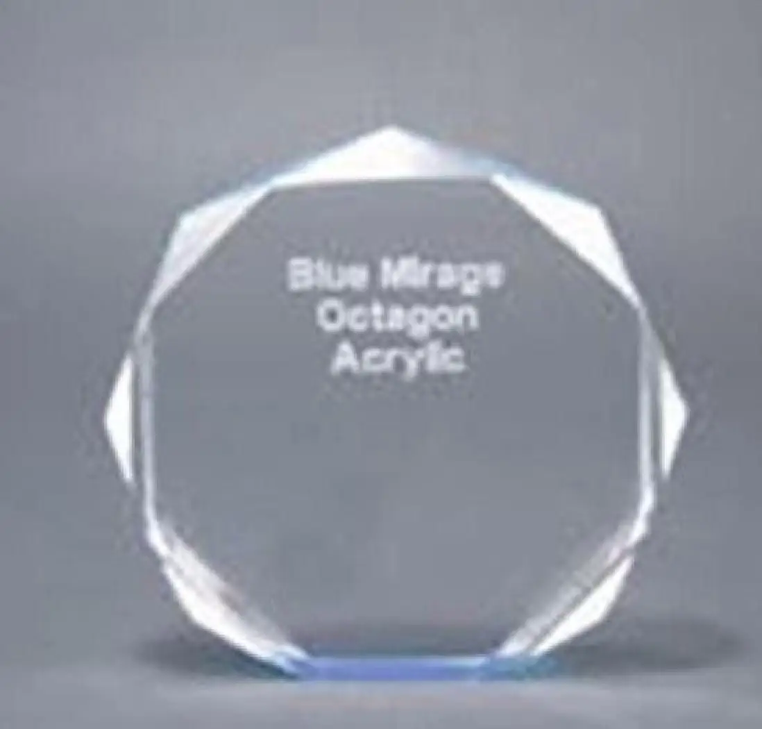 Self Standing Blue Acrylic Octagon Award