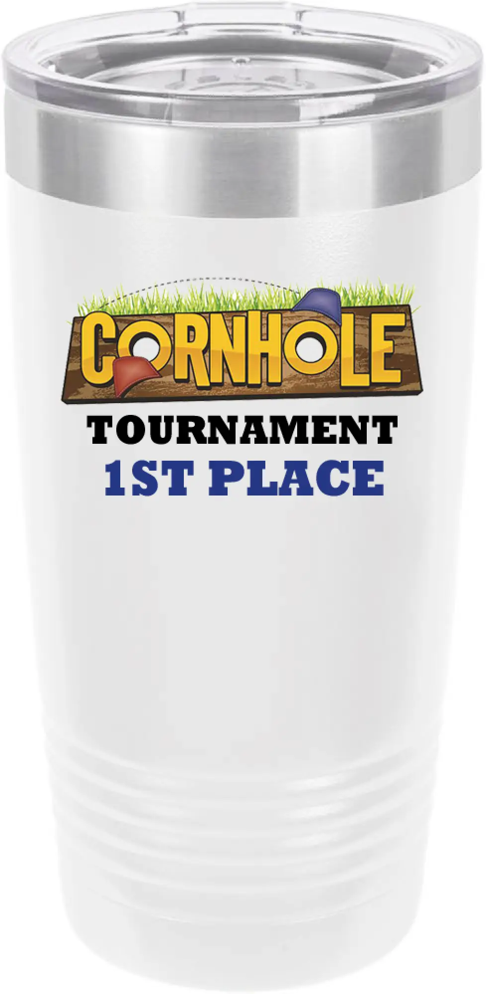Customized Cornhole Tournament Polar Camel 20 oz.  Ringneck Vacuum Insulated Tumbler w/Clear Lid LTM7214