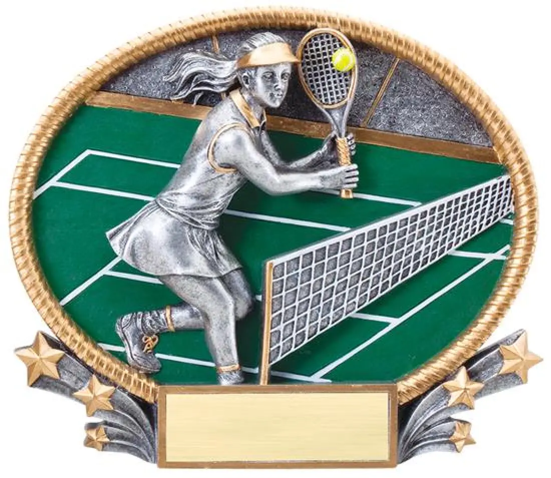 Female Tennis Trophy Small 3D Oval