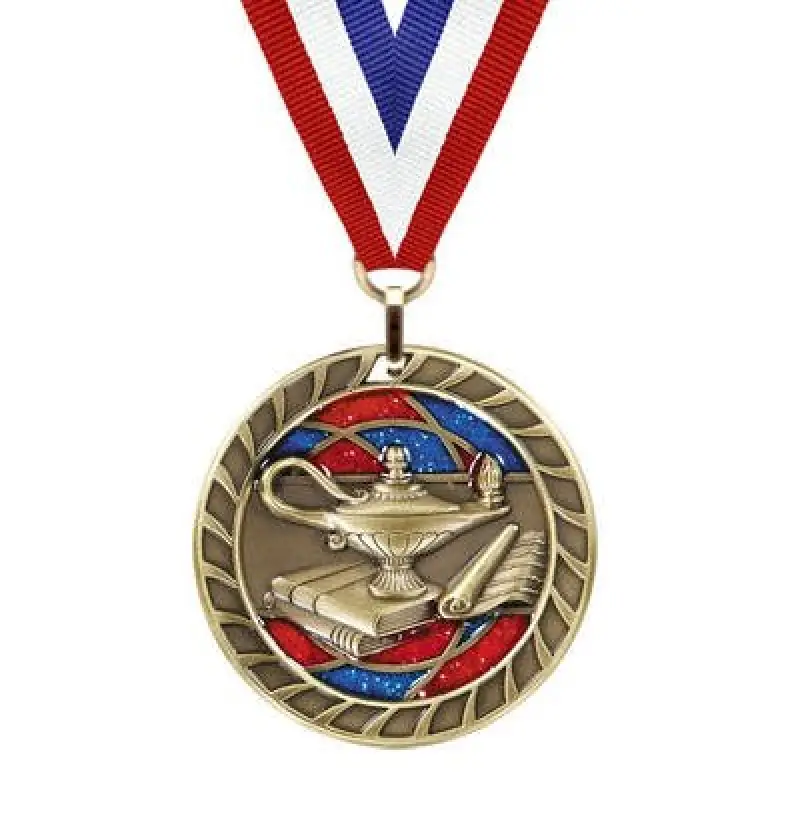 Lamp of Knowledge Glitter Medal