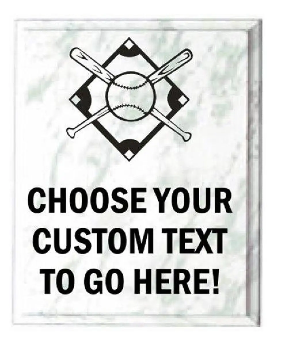 Softball White Marble Plaque