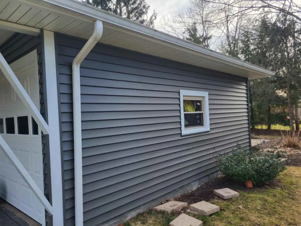 Beautiful gray house with new siding