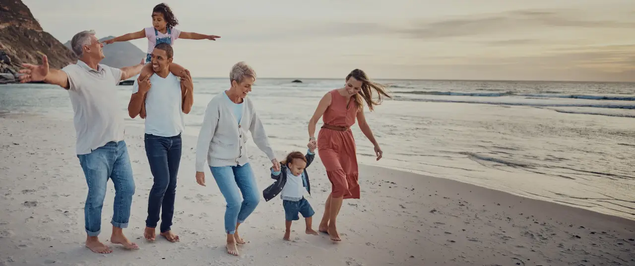 family on the beach