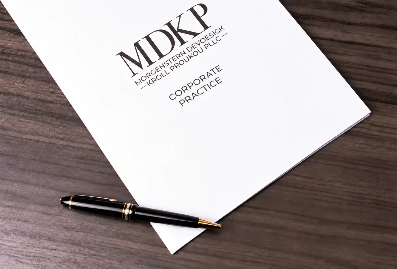 Corporate operating agreement and business formation documents on a desk with a pen