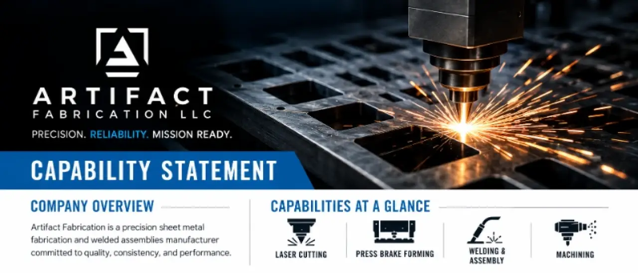 Cover and inside spread of the Artifact capability statement document