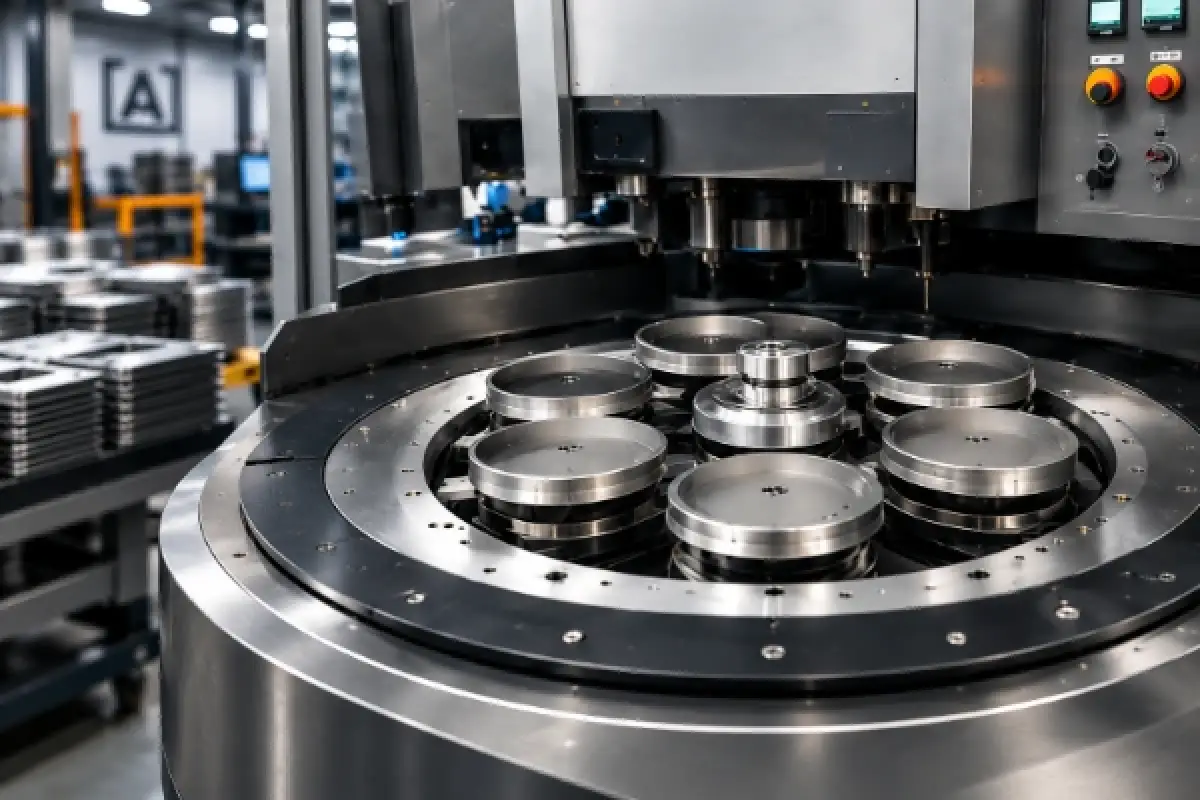 Industrial rotary machine with precision tooling on the production floor