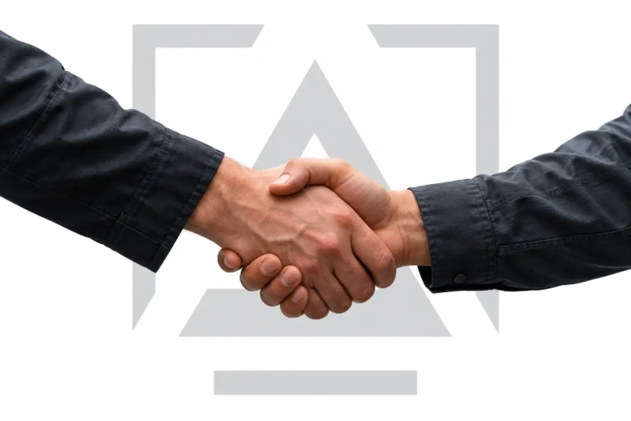 Two people shaking hands to mark a supplier partnership