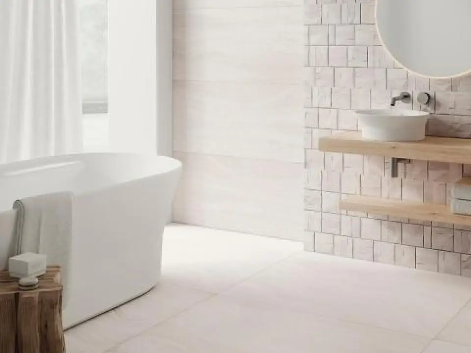 Porcelanosa Butan Bone 47" x 47" Matt Beige Stone Effect Ceramic Floor Tile