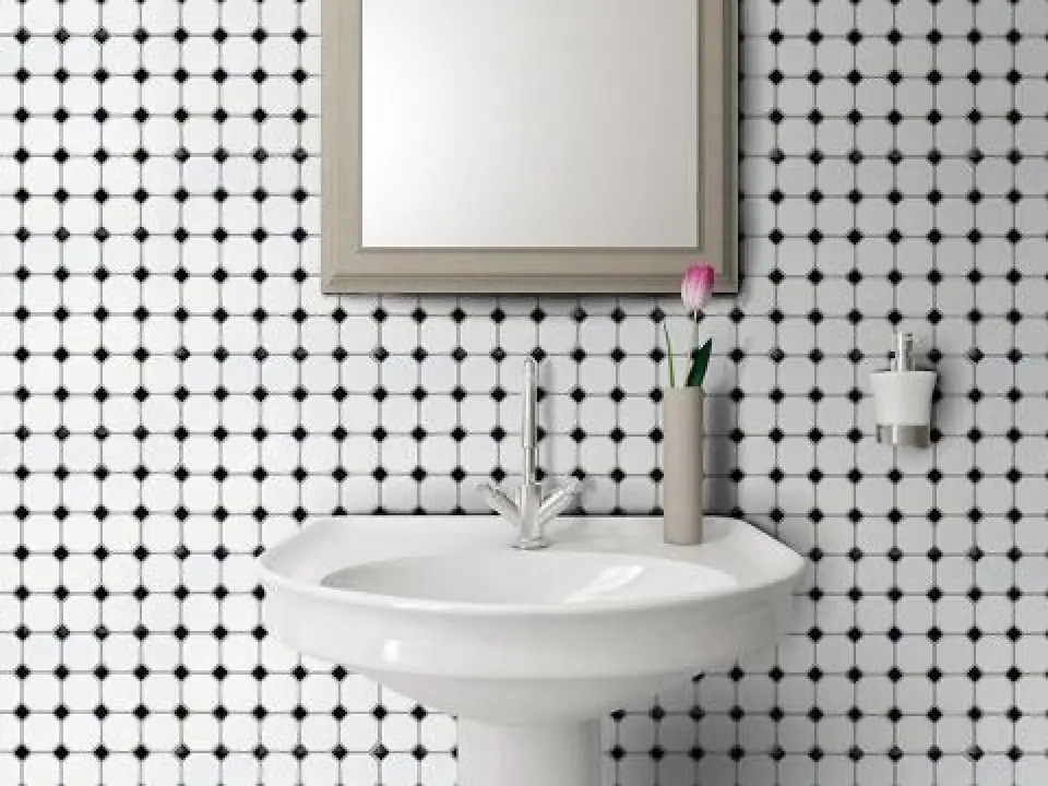Genrose Classico Porcelain Tile in White Matte with Black Dot