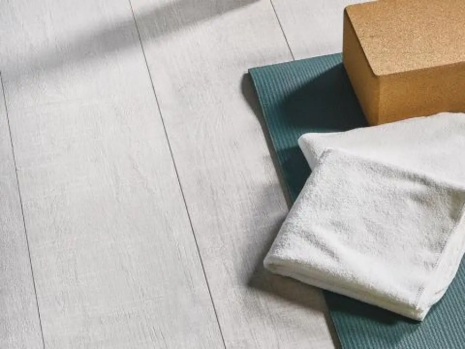 AKDO Fika 8" x 48" Glacier (M) Porcelain Tile features a Realistic Woodgrain Finish