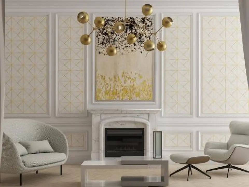 Walker Zanger Ellington Carlyle Cotton/Brass Honed Marble with Metal Accents