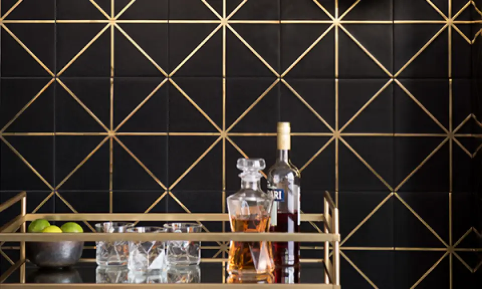 Walker Zanger Ellington Carlyle Ebony / Brass Tile