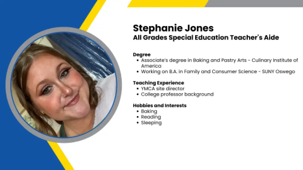 Image showing a SmartStart Education special education teacher's aide with their headshot and short written bio.