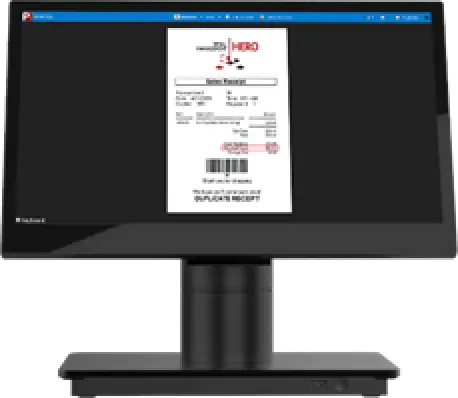 POS monitor displaying a receipt with cash rounding details highlighted.