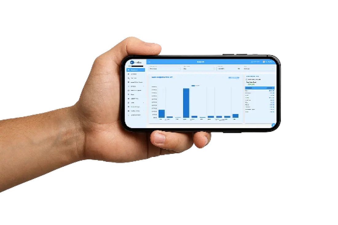 A hand holding a smartphone displaying a sales report dashboard with various data points and figures.
AI-generated content may be incorrect.
