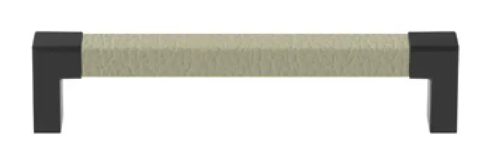 gray faux leather pull handle with black