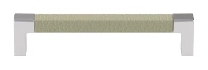 beige faux leather pull handle with chrome