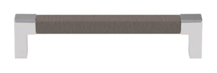 gray faux leather pull handle with chrome