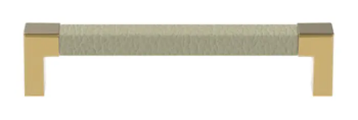 beige faux leather pull handle with gold