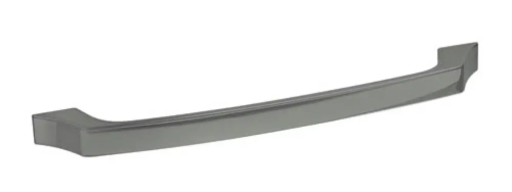 Sleek, metallic drawer handle with a simple, curved design and rectangular ends.