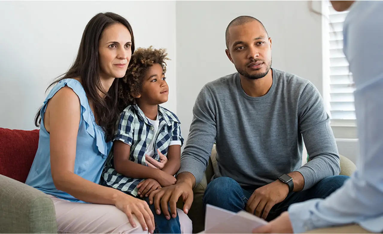 Family meeting with a counselor during a family therapy session in Jacksonville FL