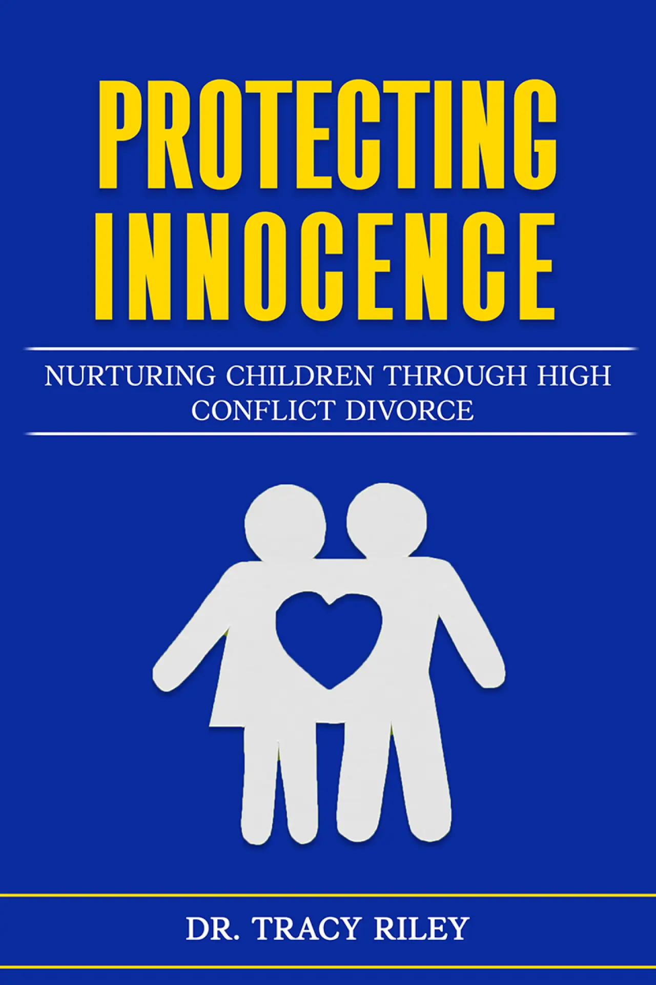 Book cover with two figures holding hands and a heart, titled Protecting Innocence.