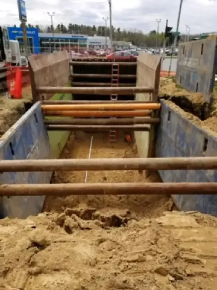 Installing a new electrical duct bank as part of a RG&E upgrade in East Rochester, NY.