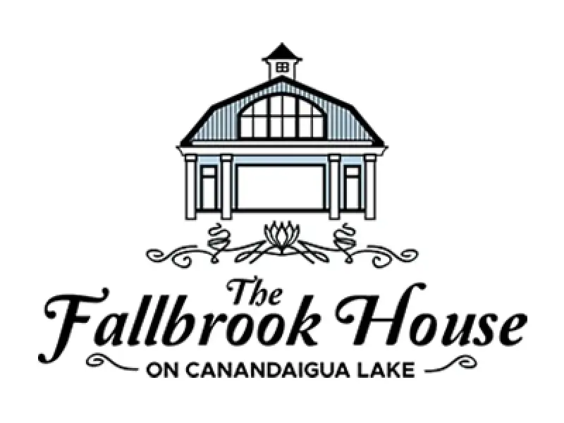Logo of The Fallbrook House on Canandaigua Lake, featuring a stylized house and elegant text.