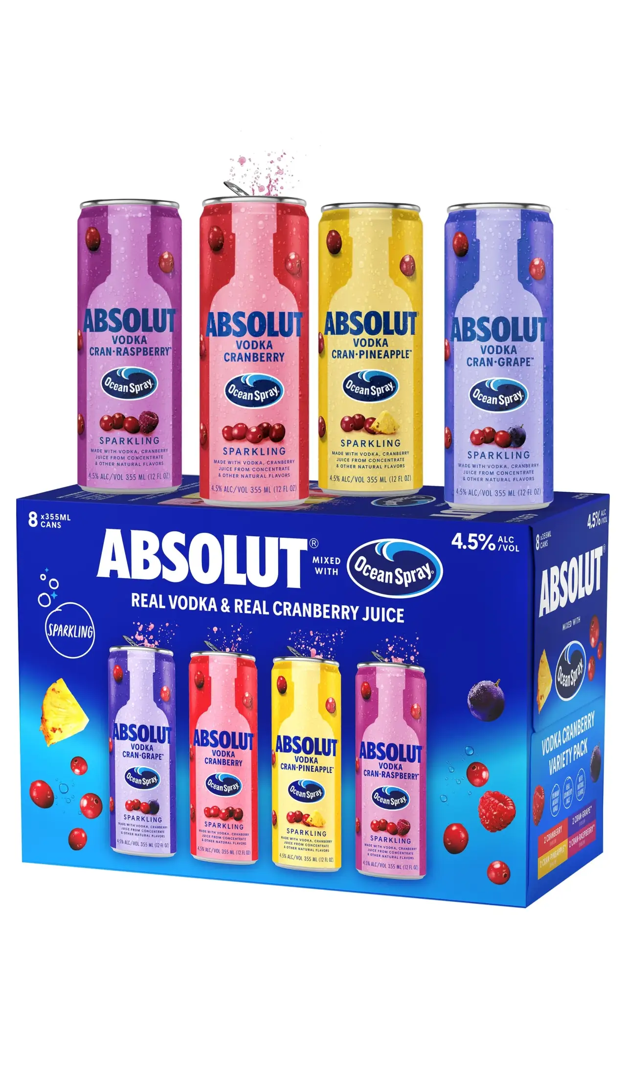 Absolut X Ocean Spray Variety Pack 355ml