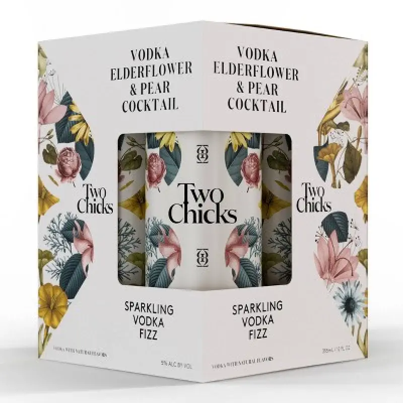 Two Chicks Vodka Fizz Pear & Elderflower 4X355ml