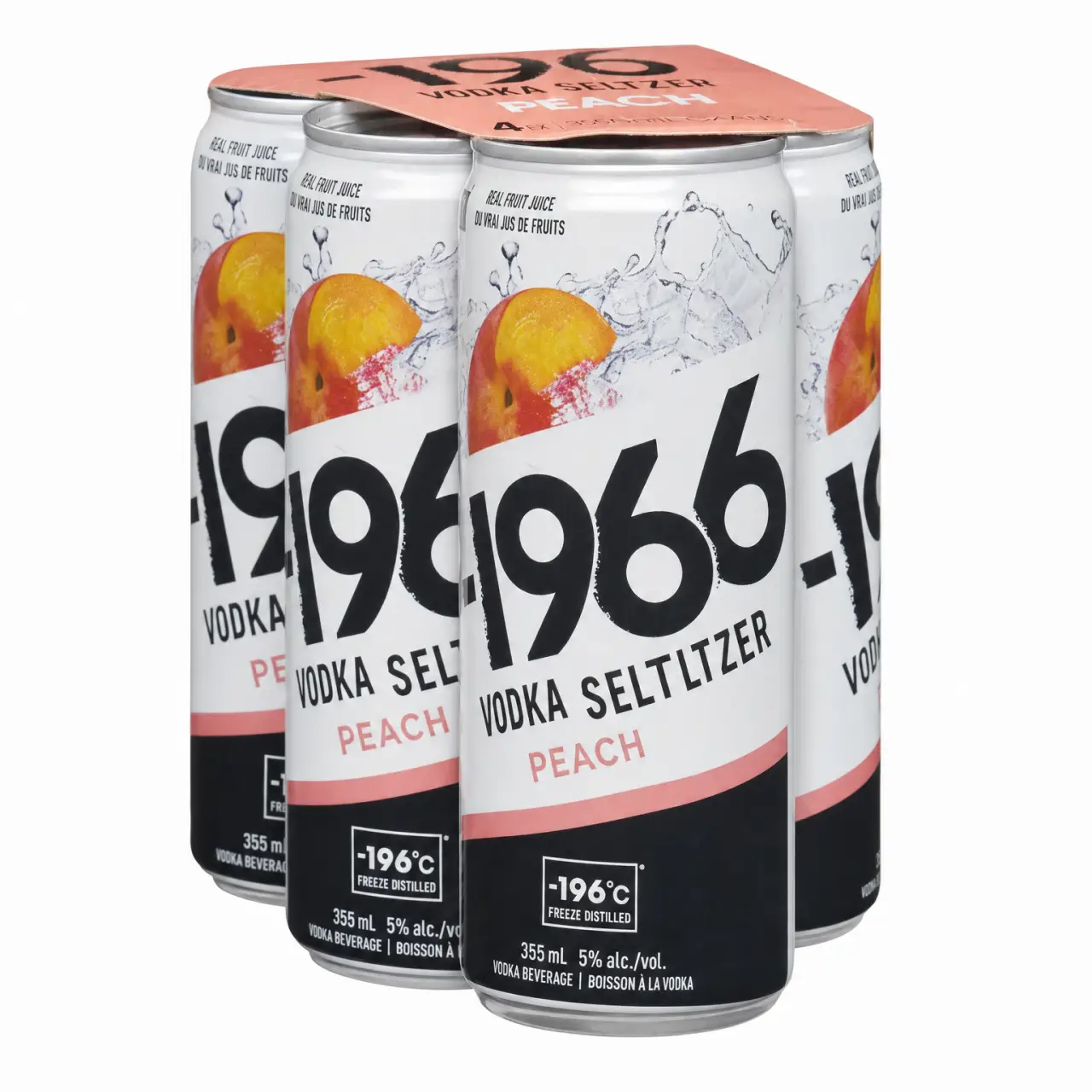 -196 Peach Vodka Seltzer 4 Pack 355ml Cans