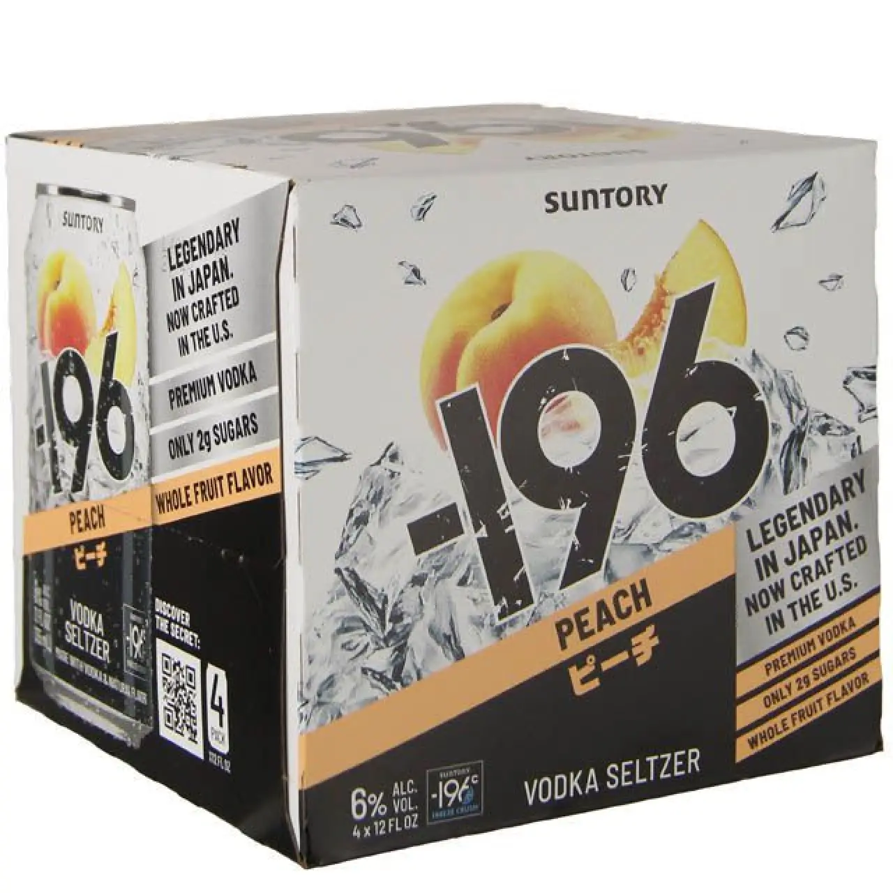 -196 Peach Vodka Seltzer 4 Pack 355ml Cans