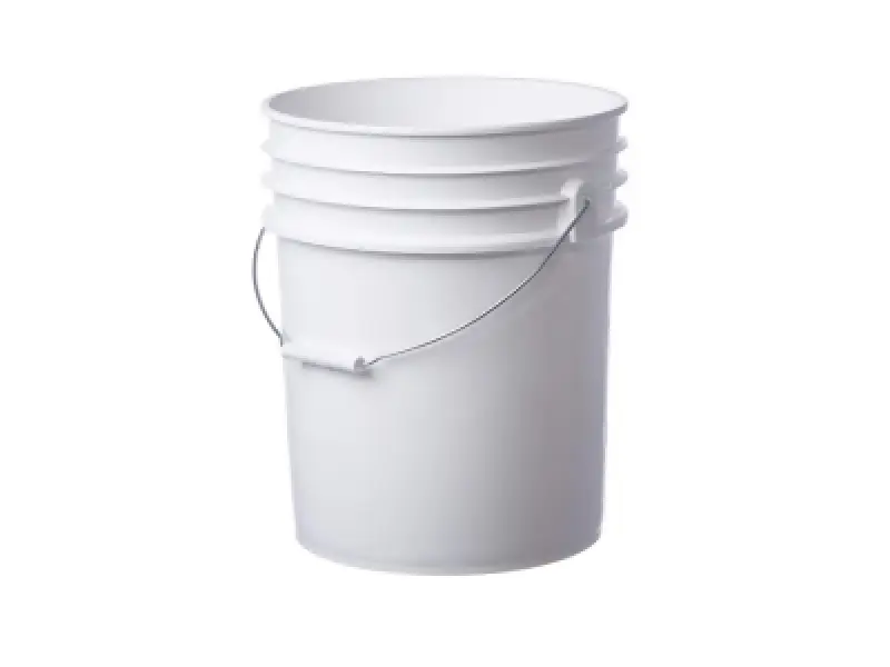 white five gallon bucket with handle