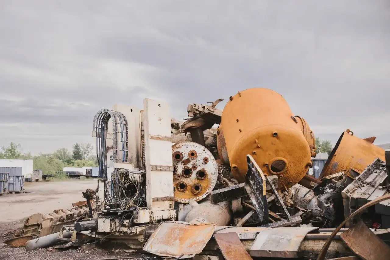 farm equipment in scrap yard