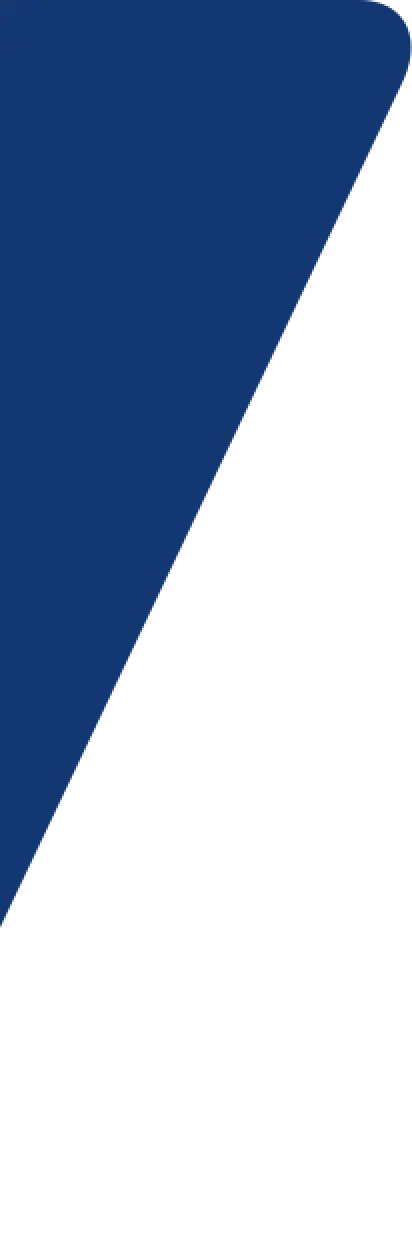 A sharp navy blue triangle with a rounded corner overlaps a light gray background, top left.