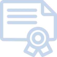 A light blue icon of a certificate