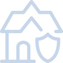 A light blue icon of a house