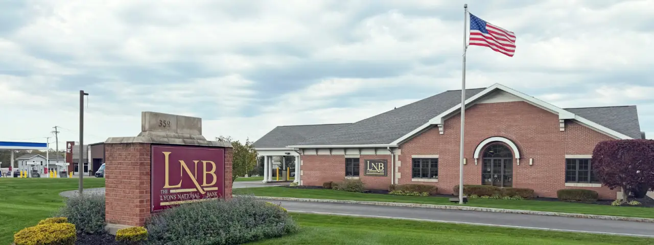 Lyons National Bank’s brick Macedon branch in Wayne County.