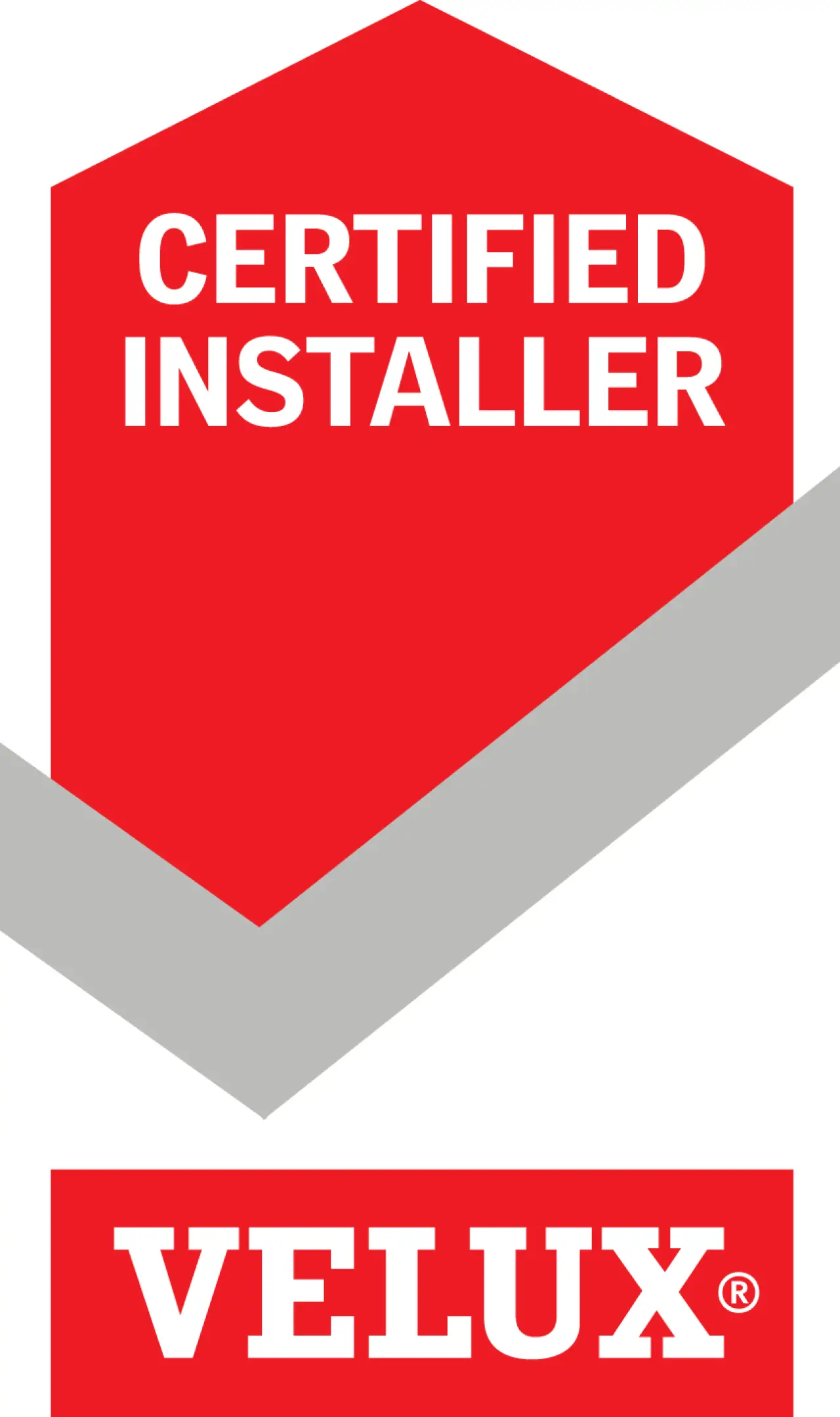 VELUX certified installer logo with red and gray badge.