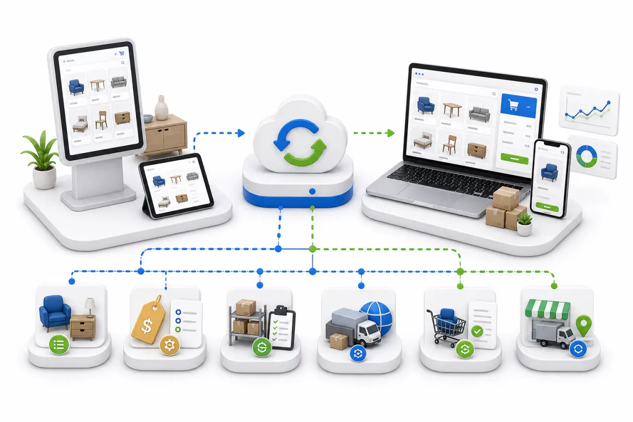Wondersign catalog pricing inventory and ecommerce workflow syncing to CMS Max