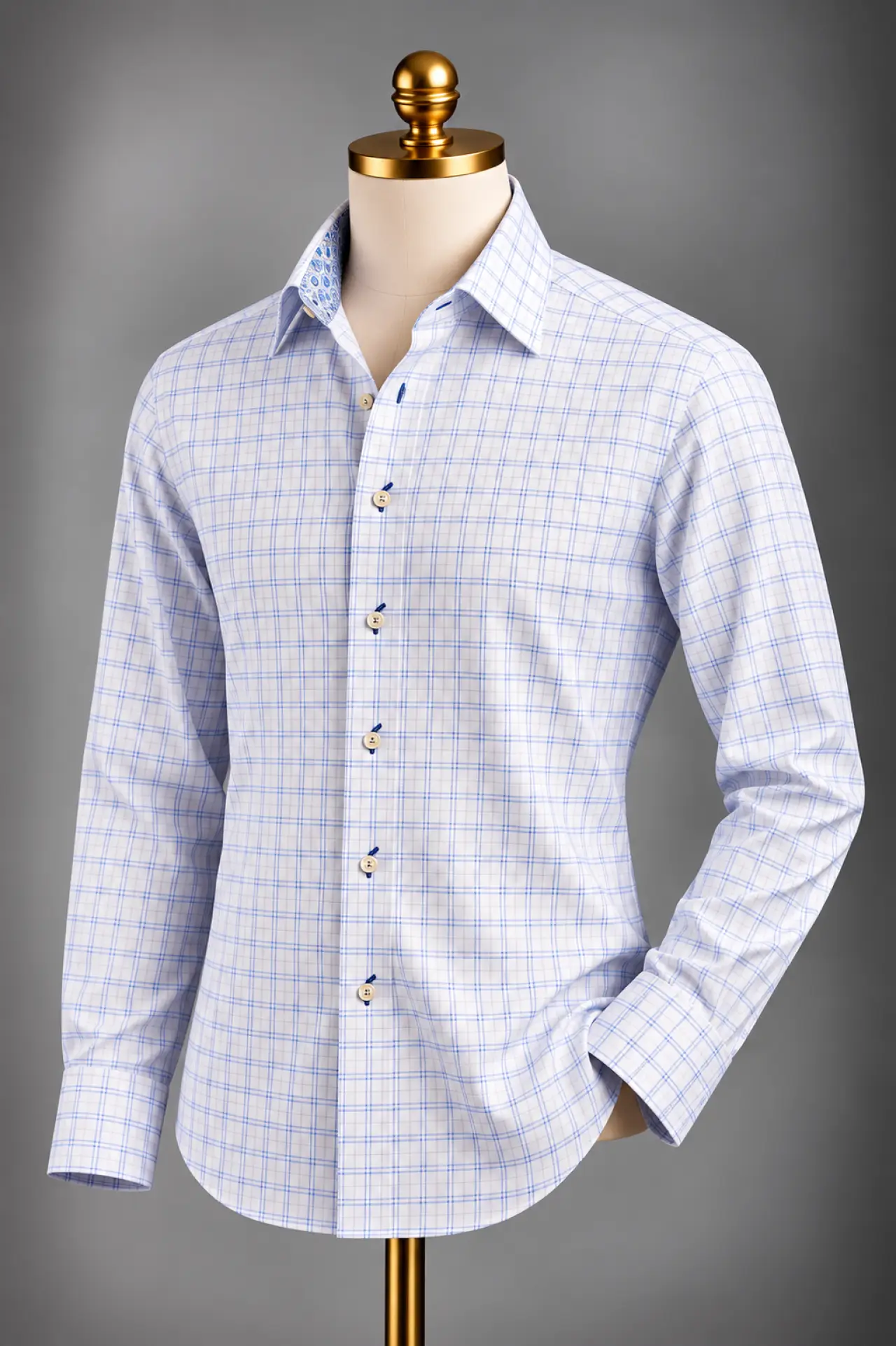 The White & Blue Super-Fine Twill Plaid Shirt