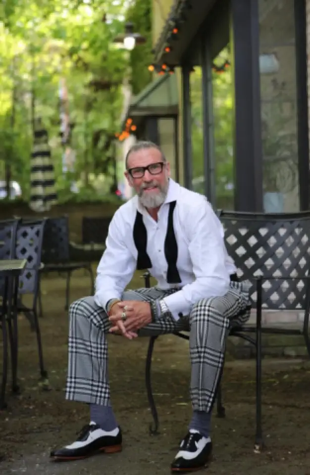 Adrian Jules client wearing custom tailored clothing in Rochester
