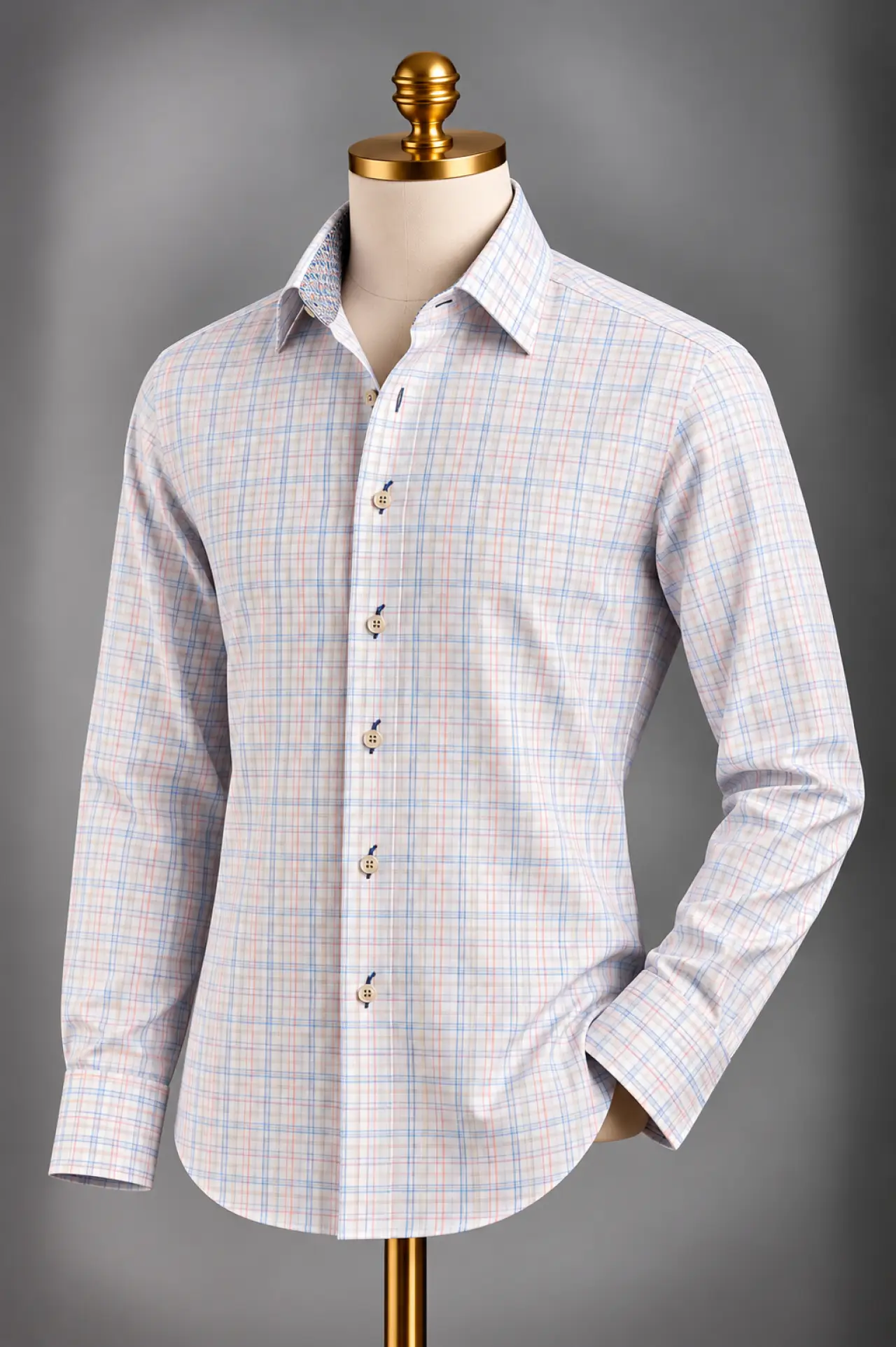 The Blue & Coral Satin-Finish Imported Cotton Shirt