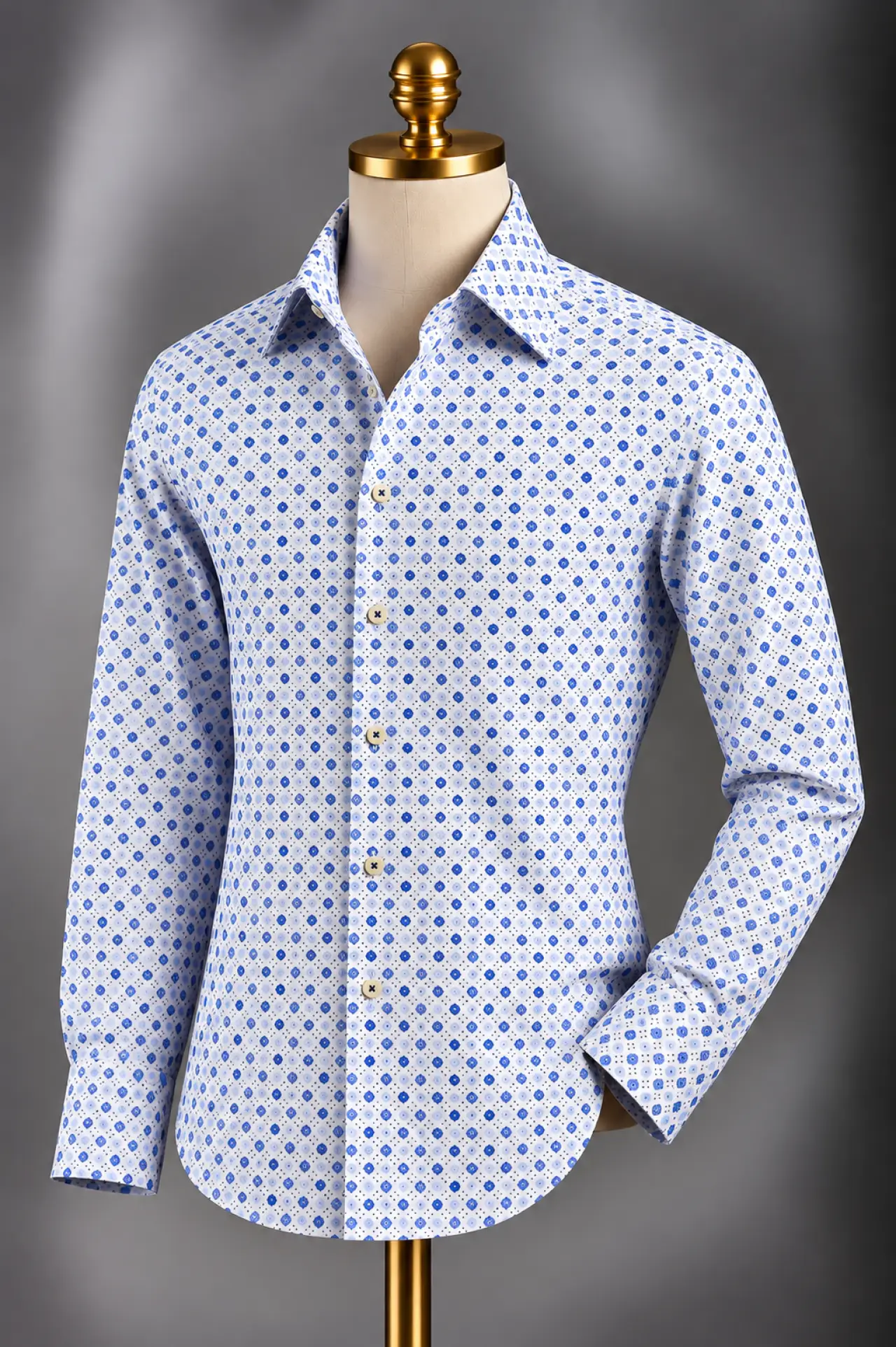 The Blue Dot Print Two-Ply Cotton Shirt