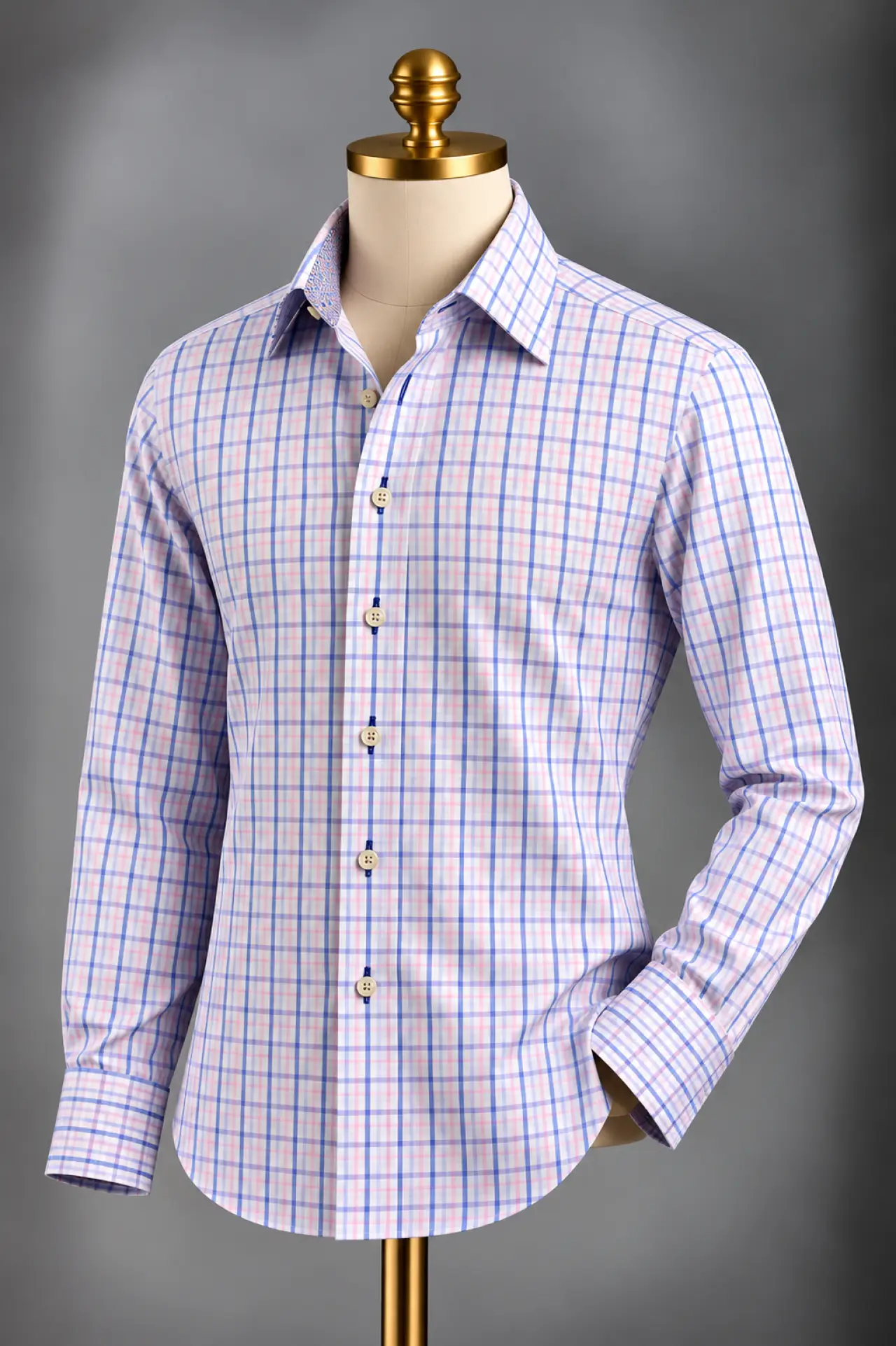 The Blue & Pink Tattersall Two-Ply Imported Cotton Shirt