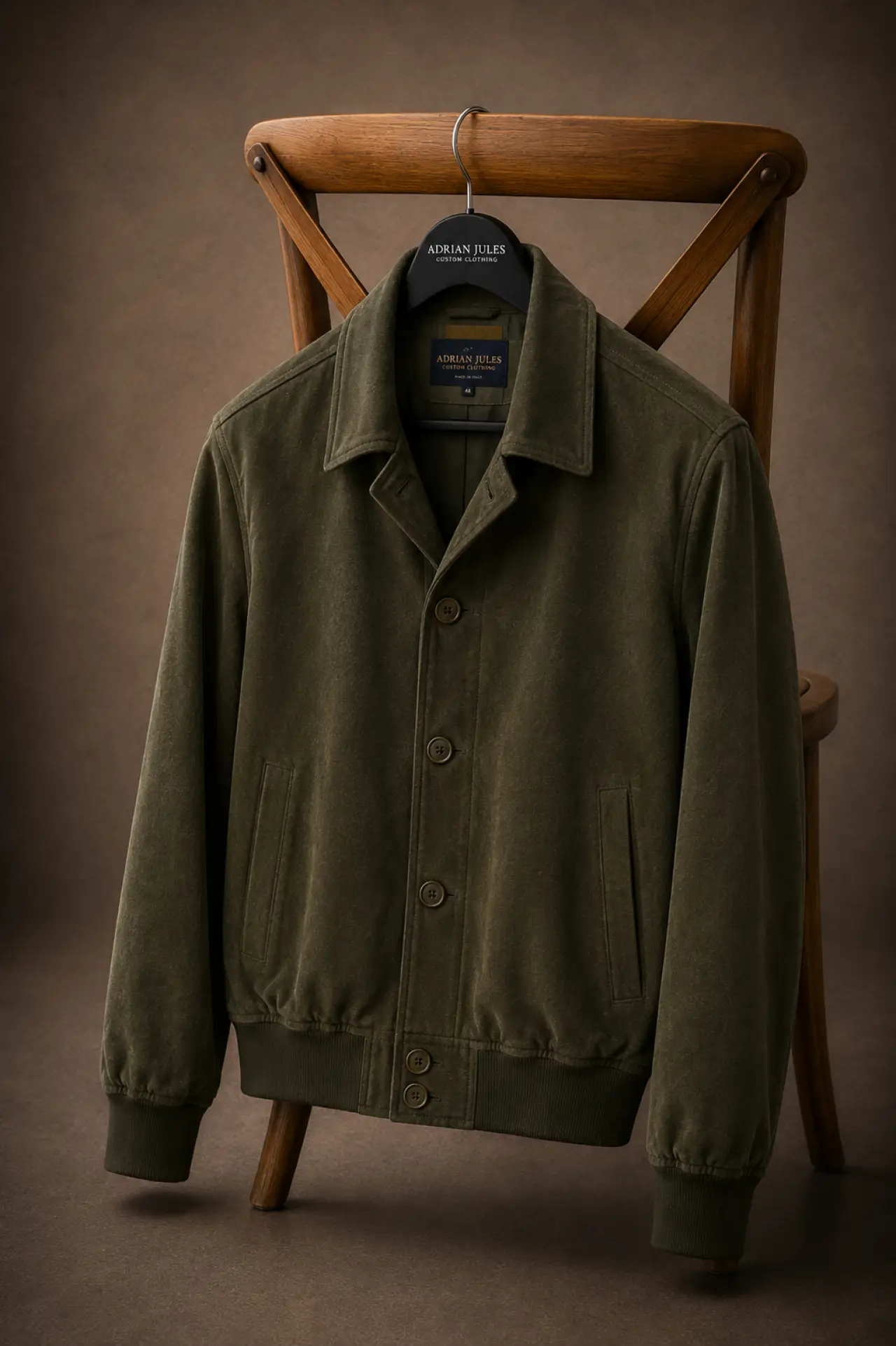 The Buttoned Suede Loden Bomber